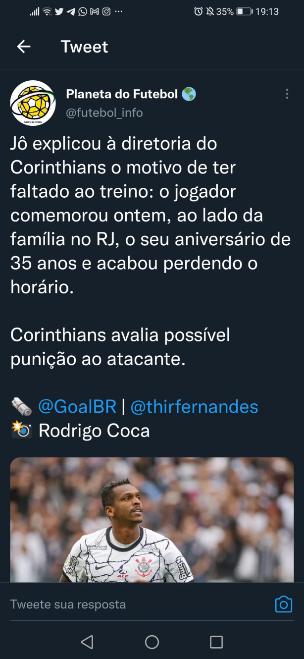J� explicou o motivo da falta