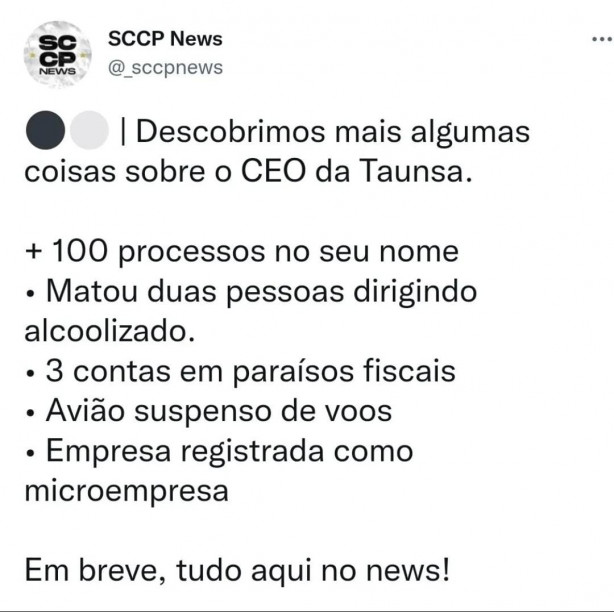 Algum pronunciamento sobre a taunsa?