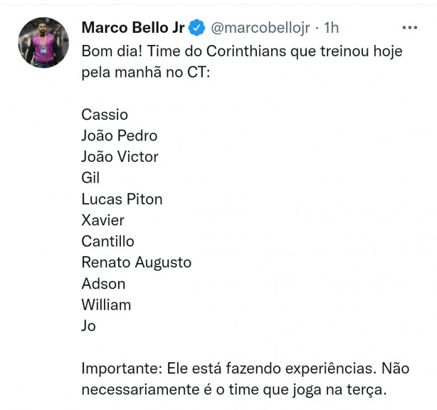 treino de hoje