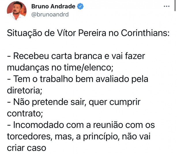 informao: Vitor Pereira recebeu carta branca, e vai fazer mudanas!