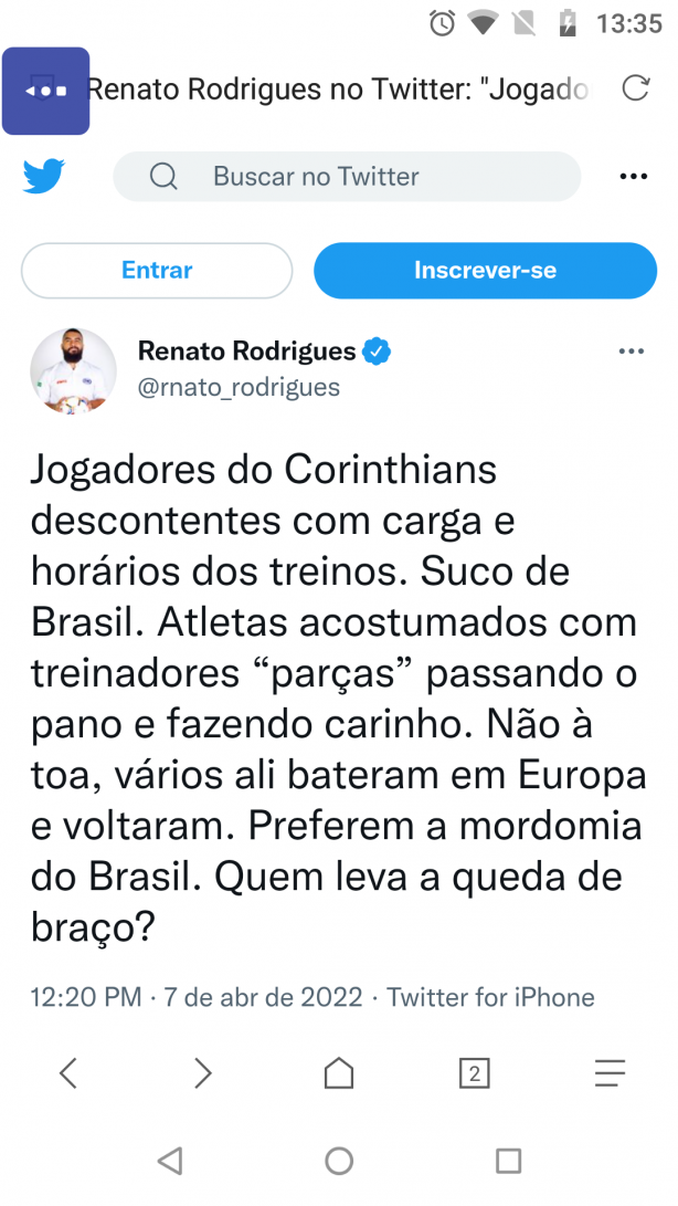 Renato Rodrigues deu no meio