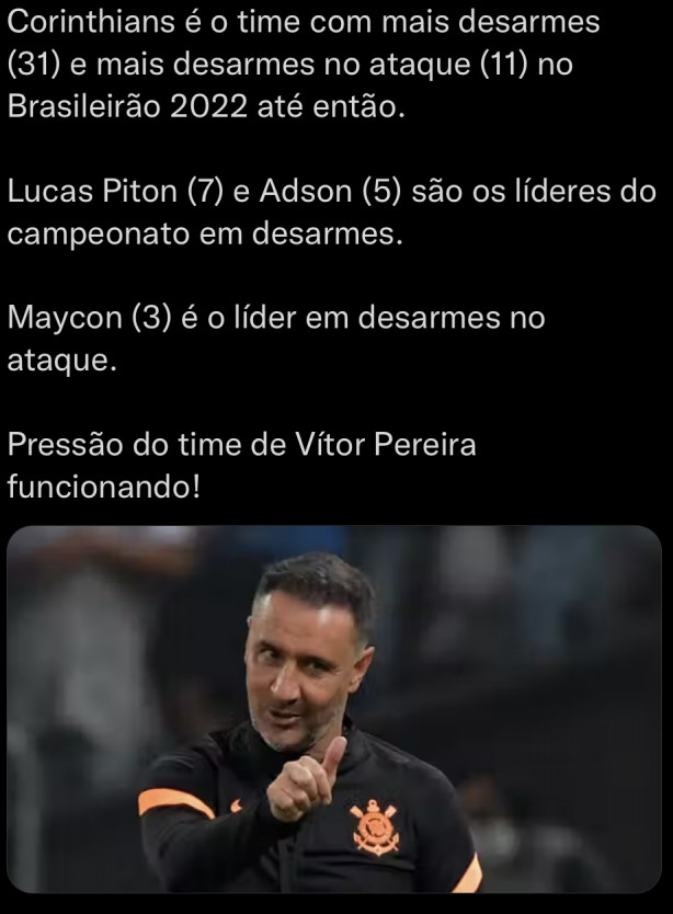 Corinthians de Vitor Pereira - Lder