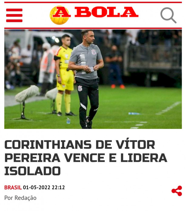Corinthians é destaque no maior portal de Portugal... Que moral!