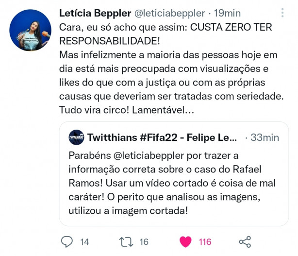 Letícia Bepler, tem que respeitar!