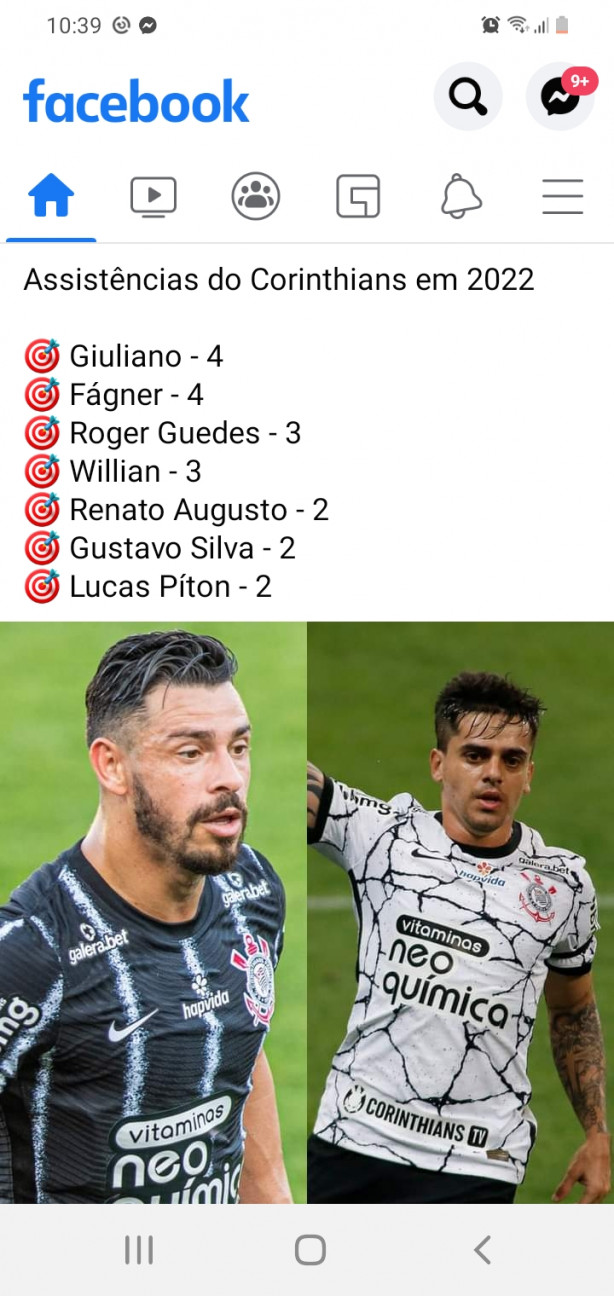 Assistências do Corinthians 2022.