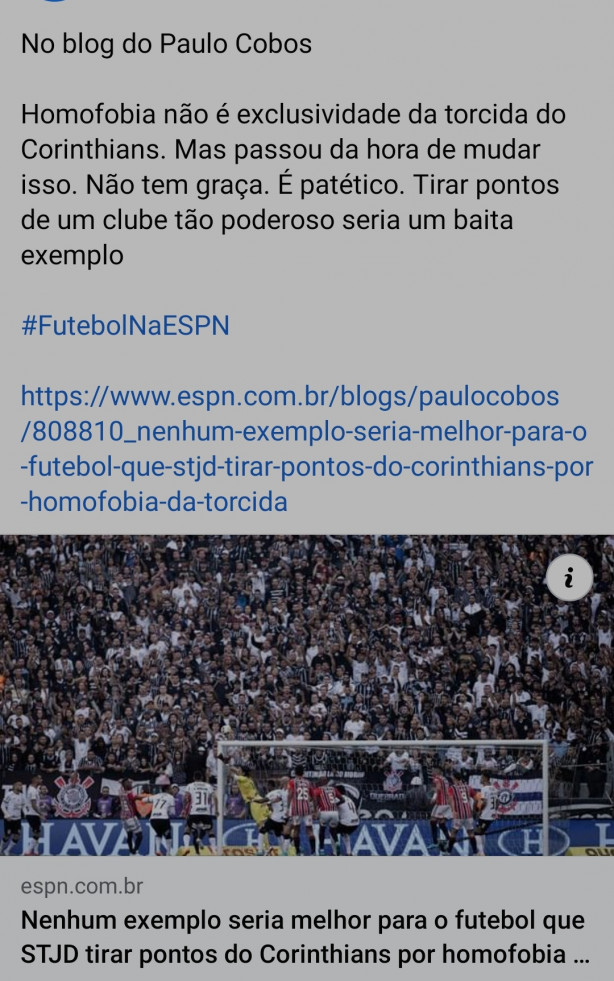 Depois da maior audiência da história, ESPN pede punição ao Corinthians