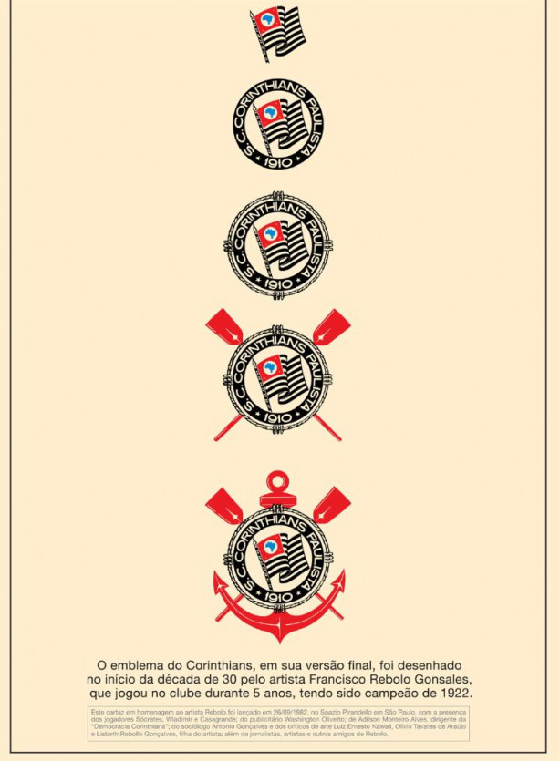 O emblema do Corinthians em sua versão final, foi