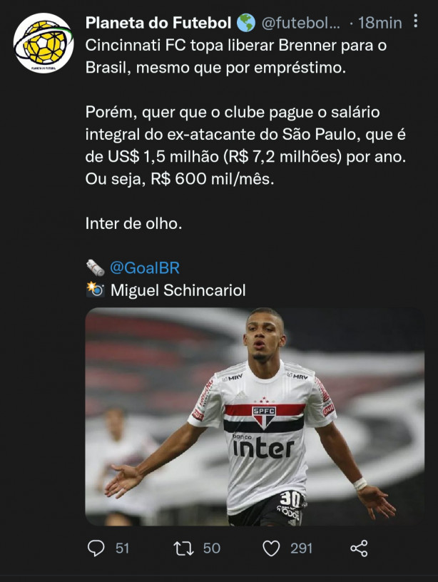 Brenner Ex- São Paulo seria um bom reforço?