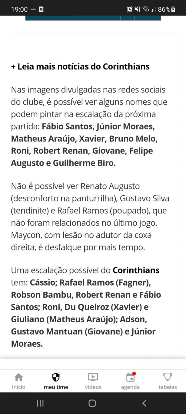 Biro treinou com os profissionais hoje