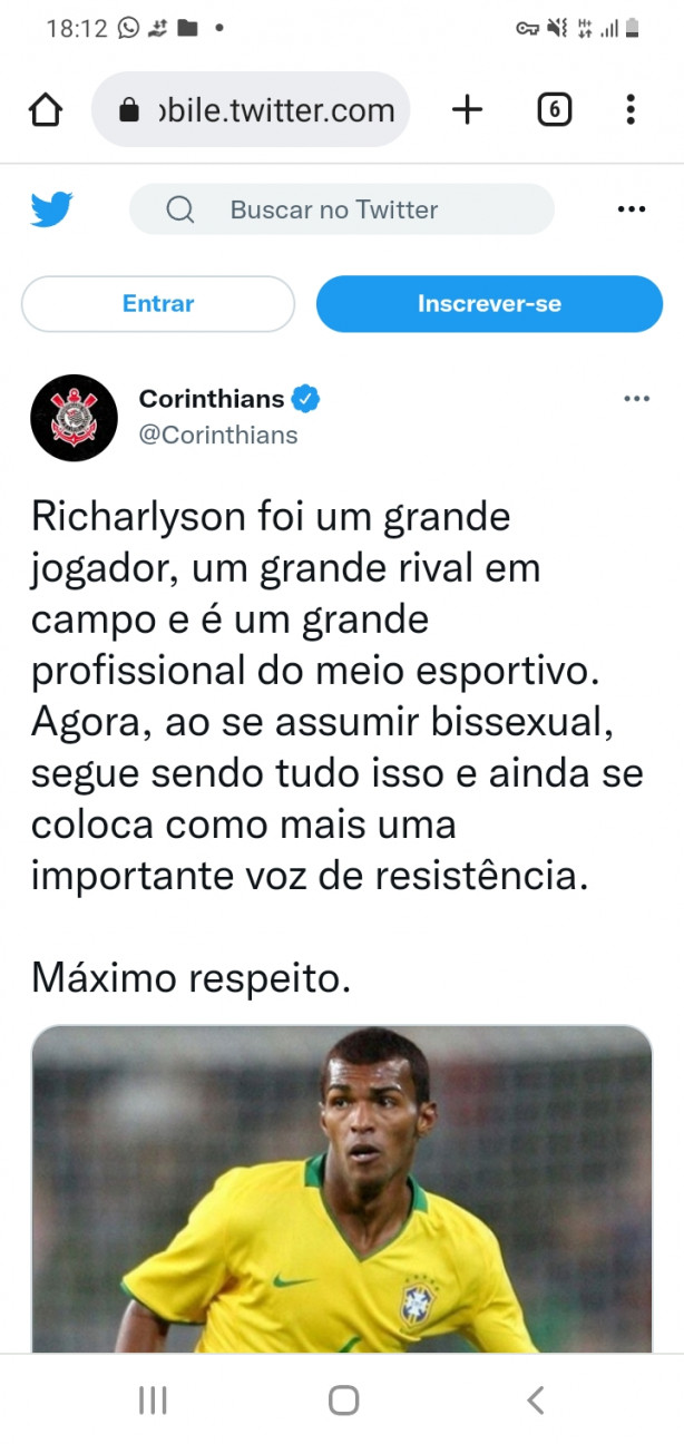 Twitter oficial do Timão chama richarlyson de voz da resistência!