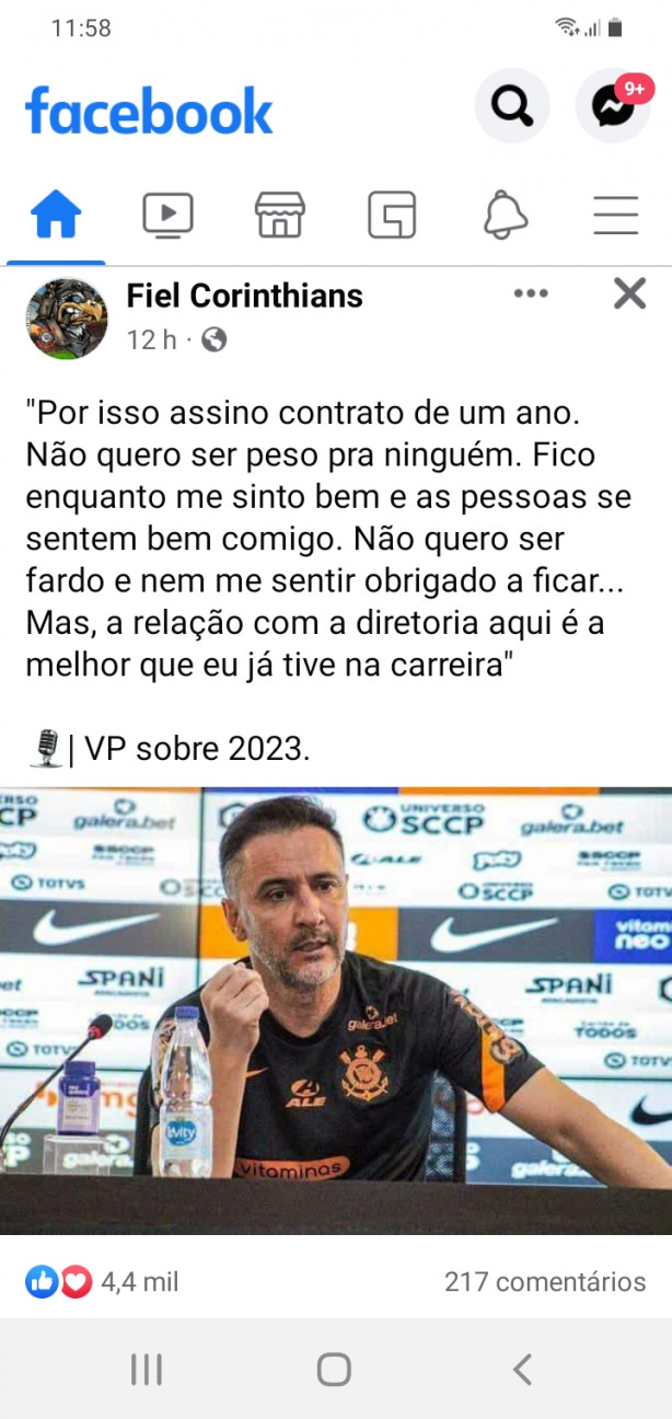 Vitor Pereira sobre Diretoria do Corinthians.