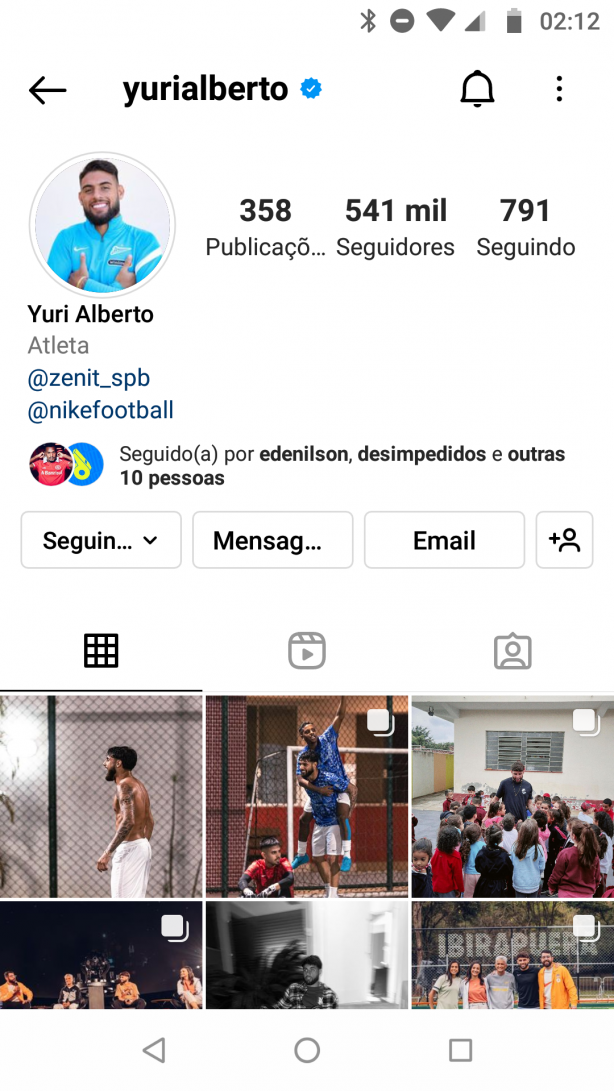 Yuri Alberto no Instagram de novo