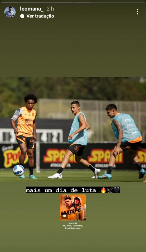 Foto publicada pelo Léo Maná, mostra o Willian treinando