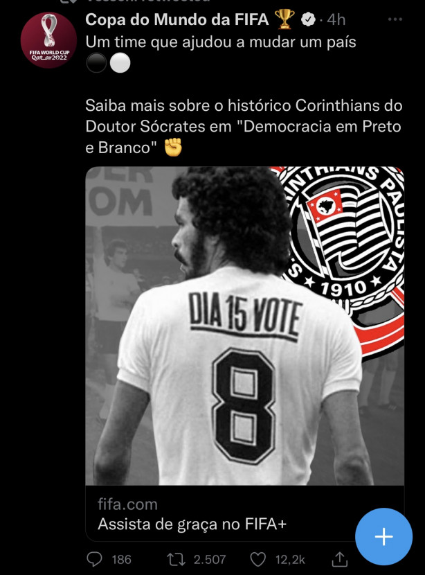 FIFA divulga document�rio sobre o Corinthians em sua conta oficial