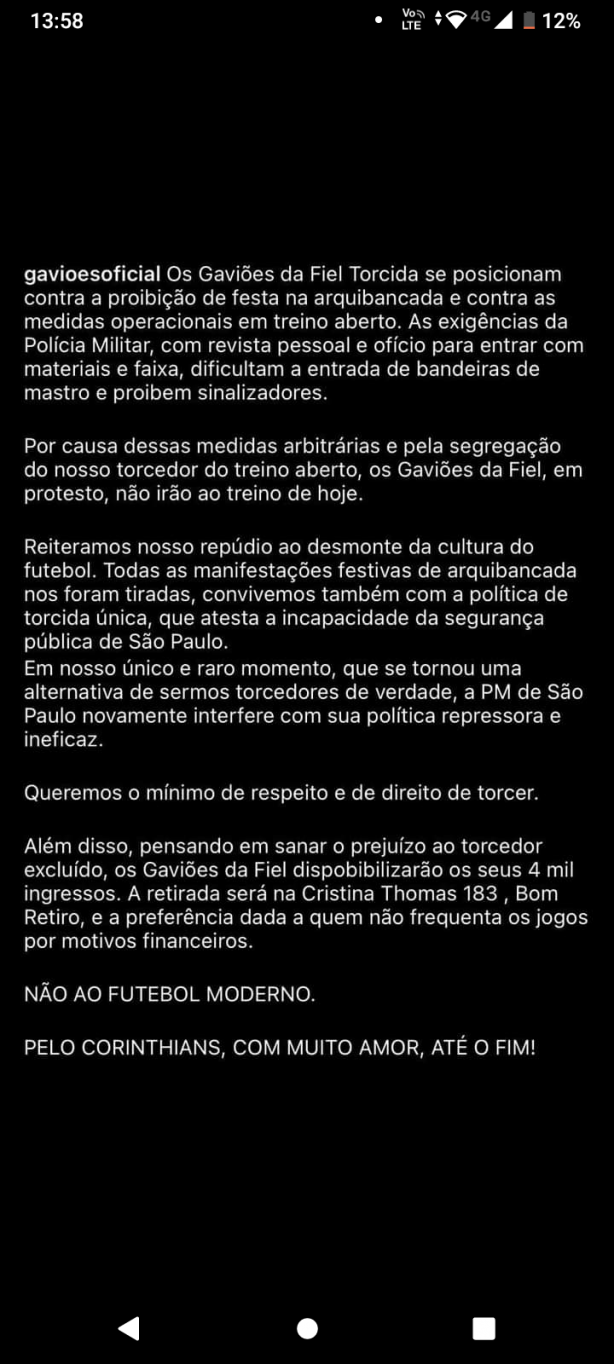 gavi�es n�o ira no treino!