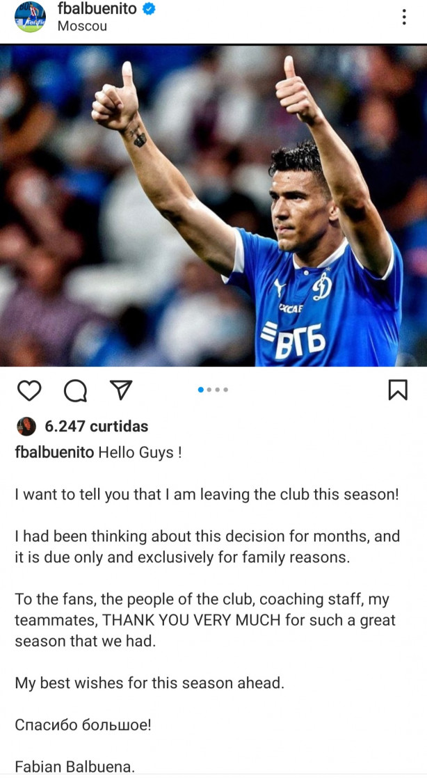 Balbuena se despediu do clube
