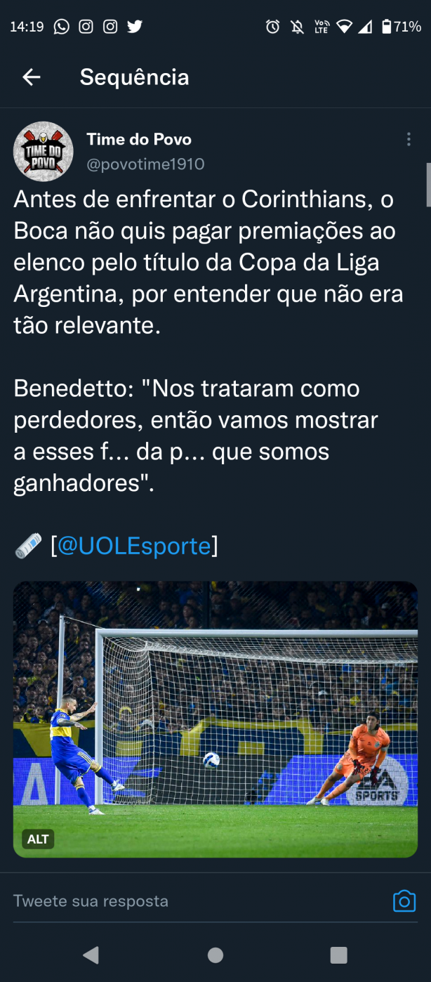 "Benedetto entregou"