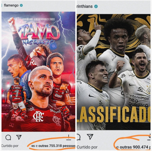 Instagram Corinthians x Flamengo (Seguidores fantasmas?)