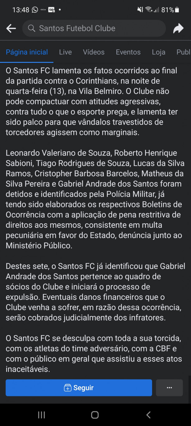 Nota oficial do Prantos