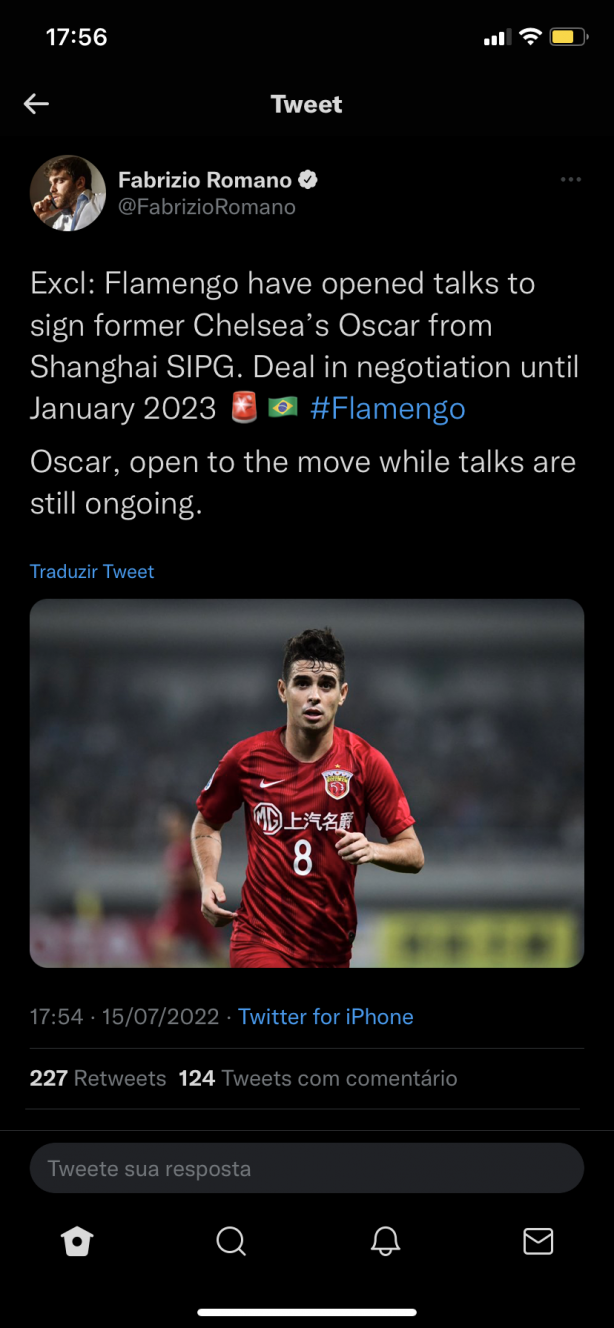 Oscar fechando com o Flamengo