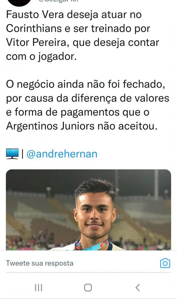 Andre hernan : Fausto vera quer vir para o Corinthians