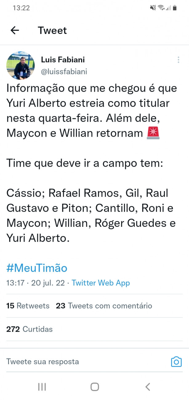 Info:Escala��o para o jogo de hj
