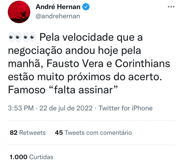 Andr� Hernan - Fausto Vera: �S� falta assinar�