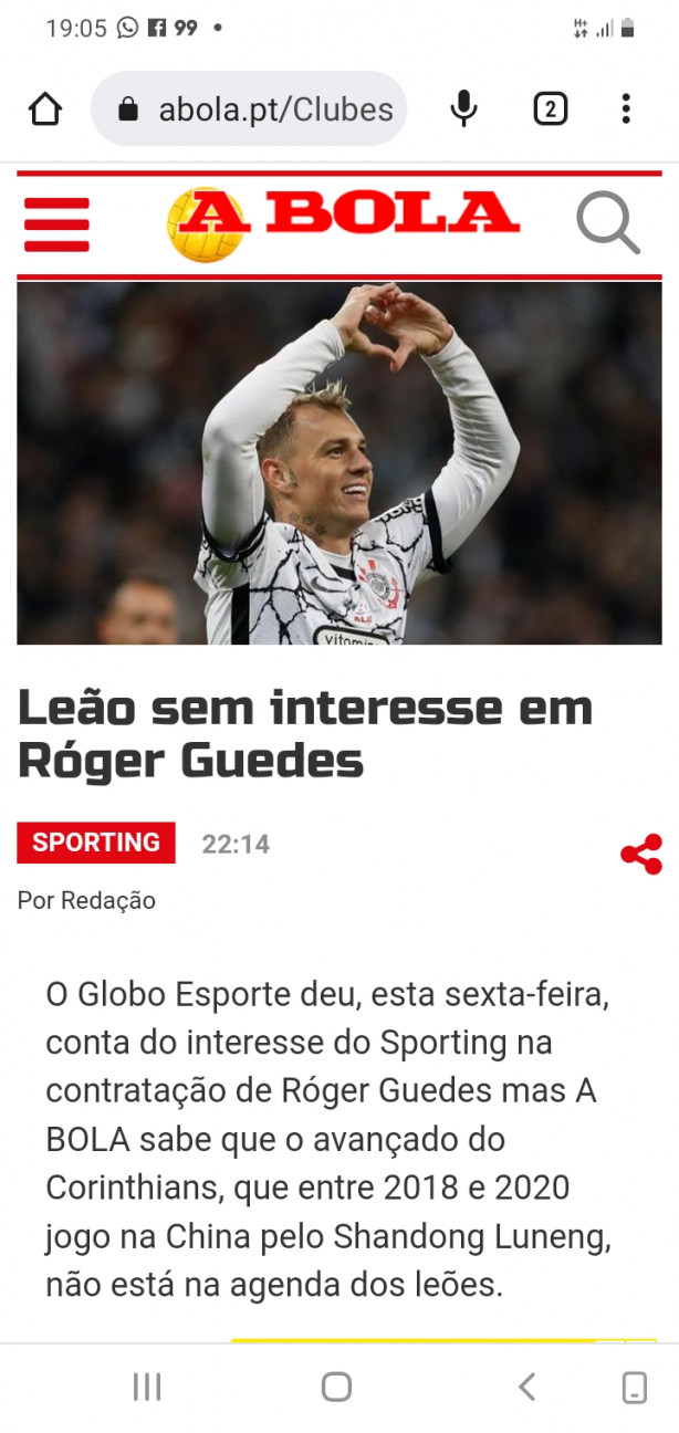 Portal portugus a bola crava, Lees sem interesse em R.Guedes