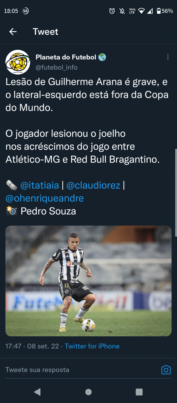 OFF - Guilherme Arana est fora da copa do mundo