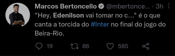 Edenilson vivendo um inferno no inter