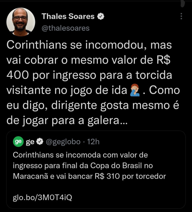 Da srie Flapress no existe: Jornalista da Globo se revolta com ao da diretoria do Corinthians