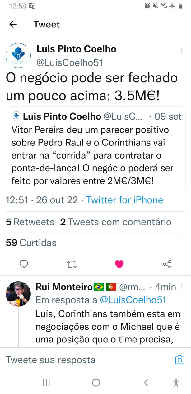Corinthians pode fechar com Pedro Raul por 3,5 milhes de euros