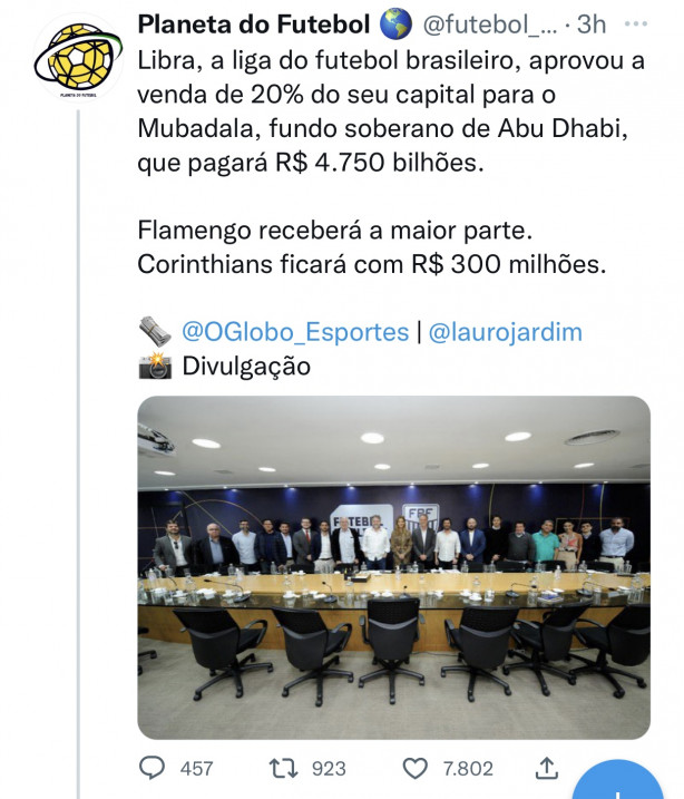 Lauro Jardim: Corinthians ganhar menos que o Flamengo na Libra