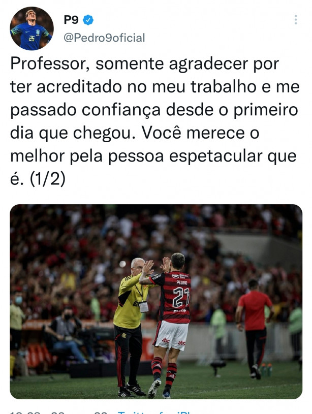 Atacante Pedro ganhou o meu respeito