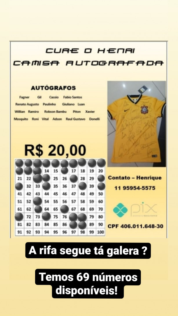 Rifa - Camiseta Corinthians Autografada