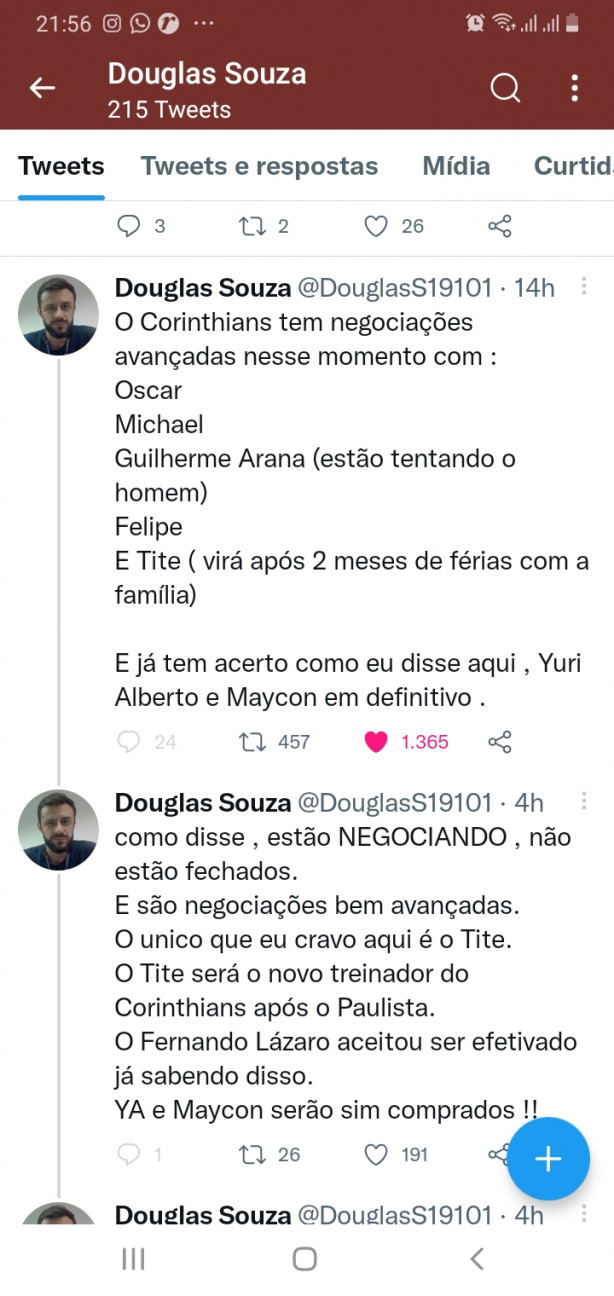 Quarteto no Corinthians Segundo Douglas Sentorista ..
