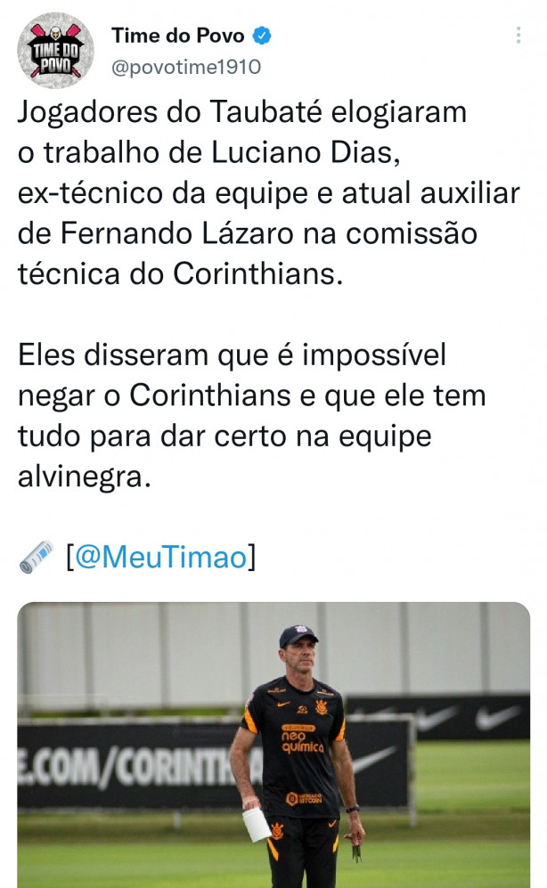 Jogadores do Taubat� elogiou o trabalho do auxiliar kkkkkkkk