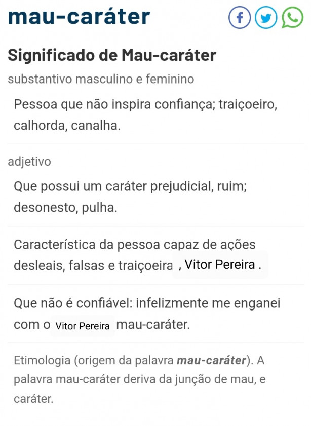Fui procurar o significado de Mau Car�ter no Dicion�rio