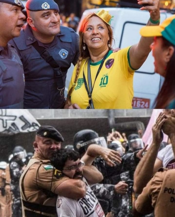 Pol�cia em manifesta��o bolsonarista/Pol�cia em <span style="background:#ffdc4f; padding:3px 0">manifesta��o</span> de professores