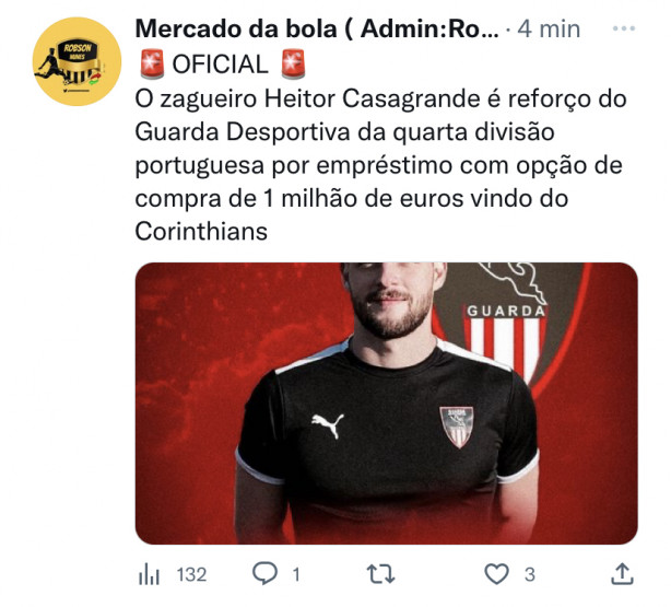 Corinthians empresta zagueiro para time de Portugal
