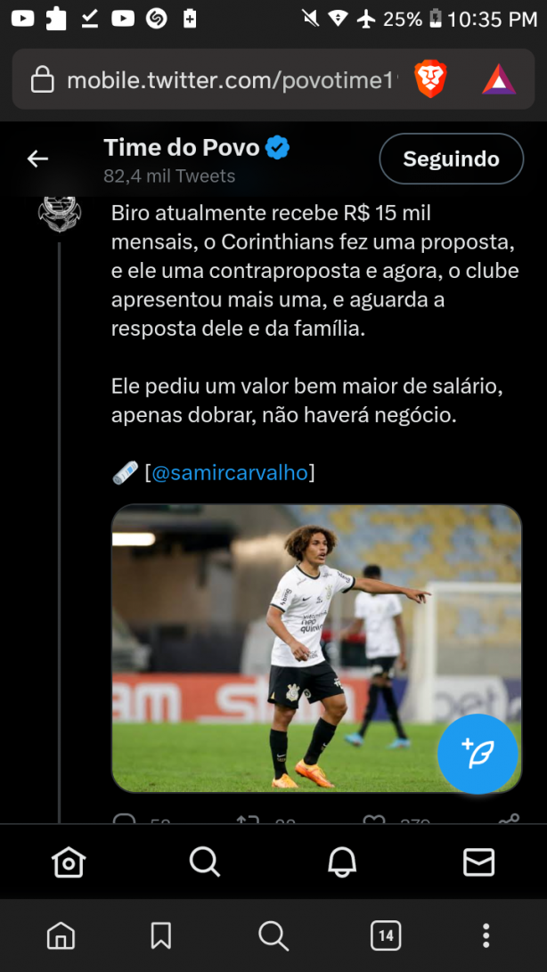 Indo: Corinthians ofereceu o dobro de sal�rio para o Biro e n�o agradou