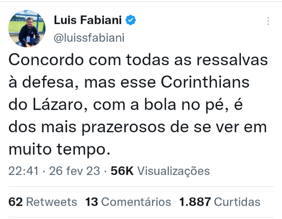Voce concorda com o Jornalista Luis Fabiani? (Meu Timão)