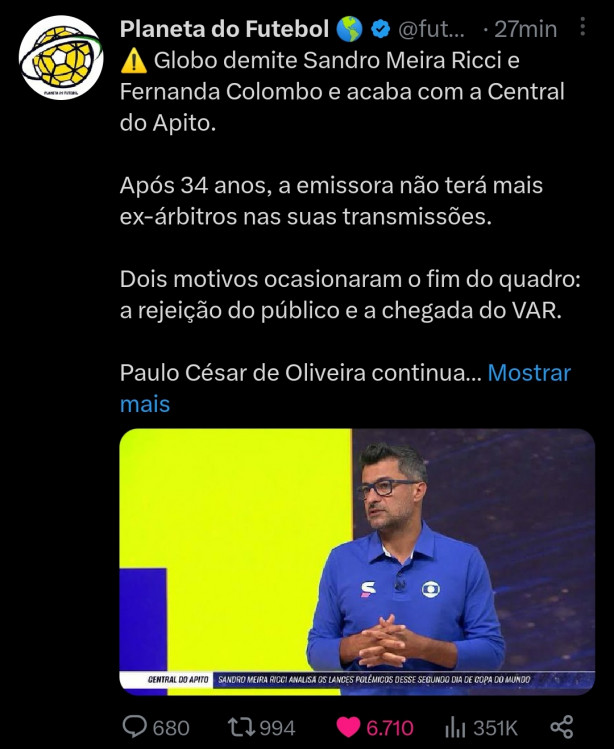 Acabou a central do apito