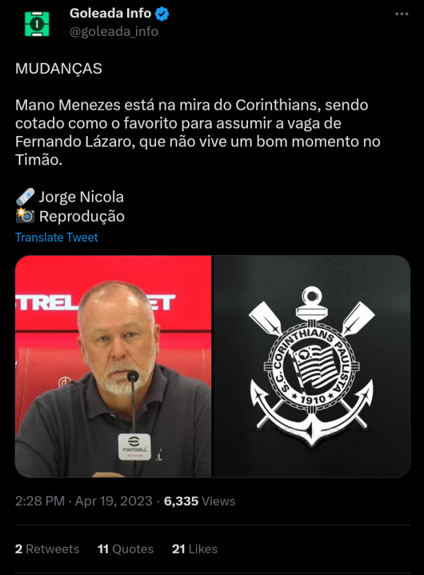 Mano Menezes no Corinthians...