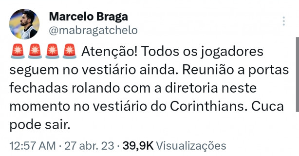 Havia falado mais cedo em rela��o a marcar coletiva antecipada, parece que o Cuca n�o fica...