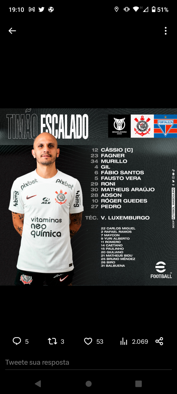 Tim�o escalado oficialmente