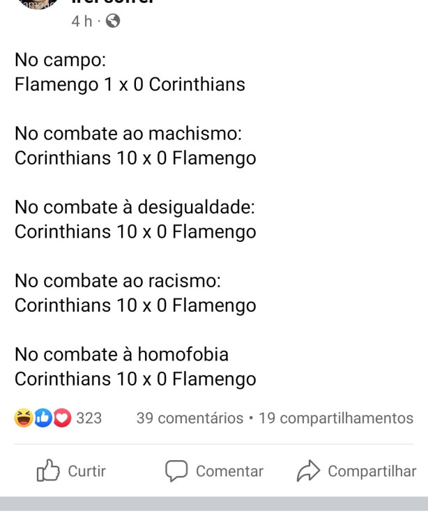 Pgina flamenguista zoando o nosso partido poltico, ops Corinthians