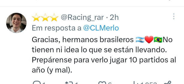 Opinio de torcedor do Racing sobre Matias Rojas