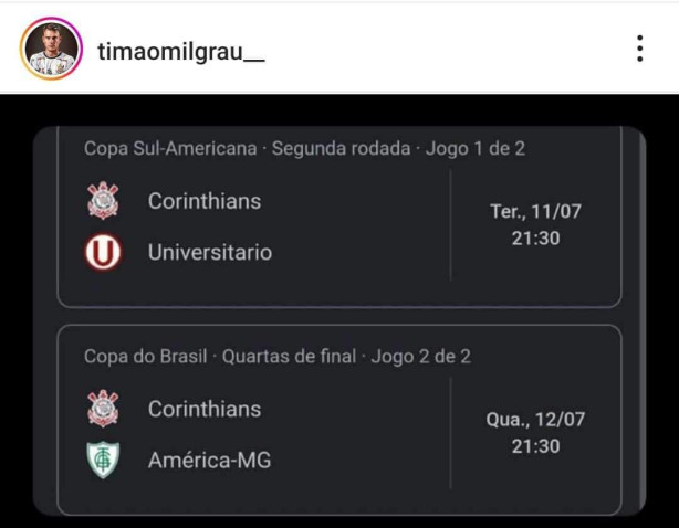 Eis a sequência de jogos do Corinthians : r/futebol