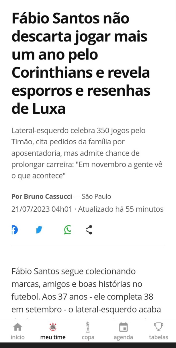 Fbio Santos faz grave ameaa ao Corinthians